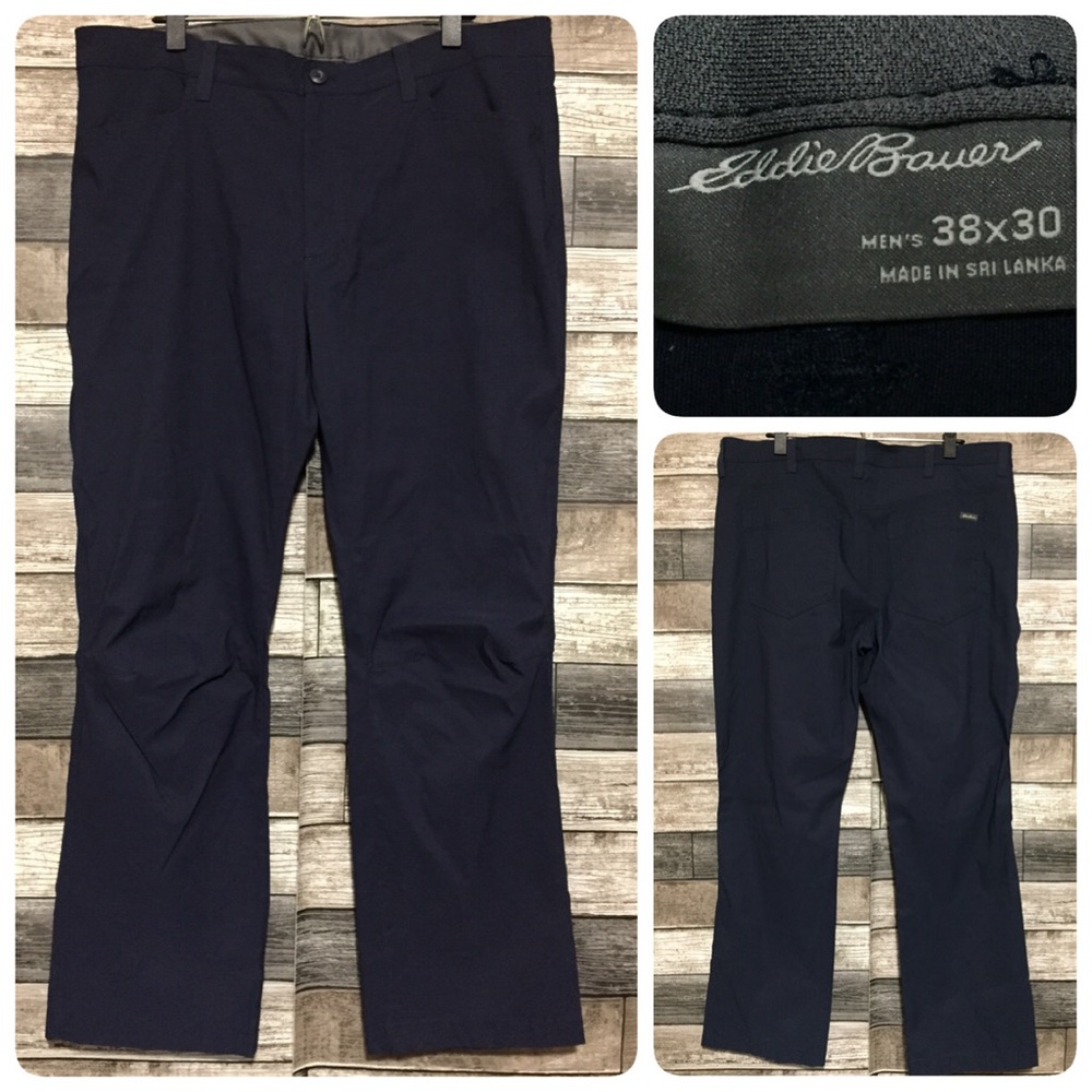 Eddie Bauer Tech Pants Men’s 38x30 Navy Blue Hiking Cargo Pocket